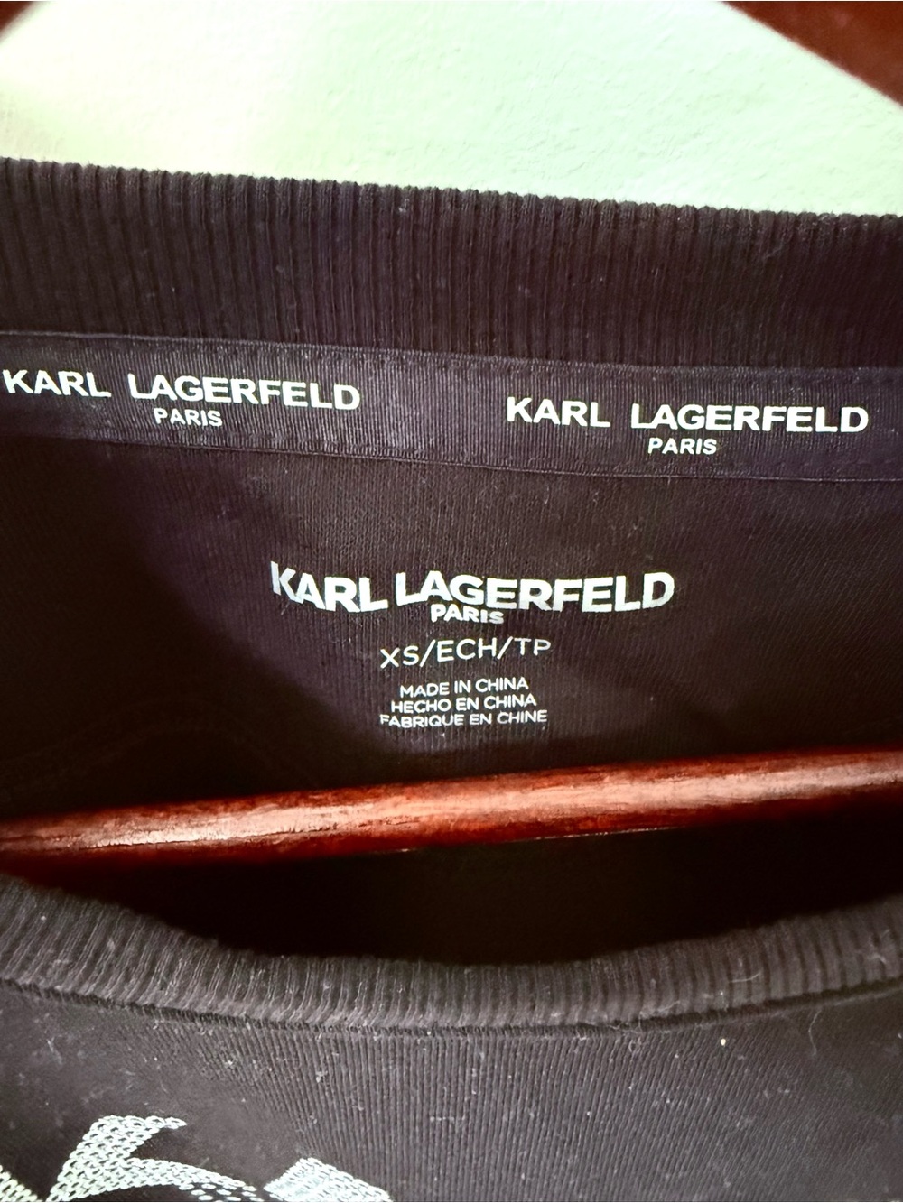 KARL LAGERFELD Paris Black Rhinestone Sweatshirt | Size XS/S - Picture 5 of 6